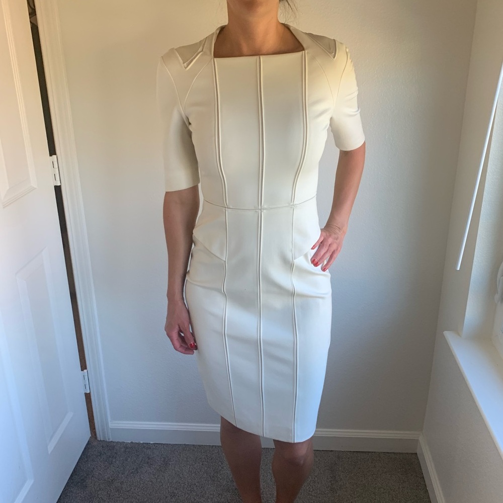 Bone colored dress, amazing fabric and fit